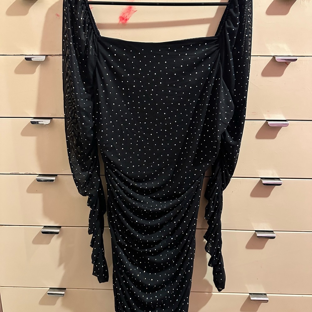 Tabby Rhinestone Mesh Mini Dress